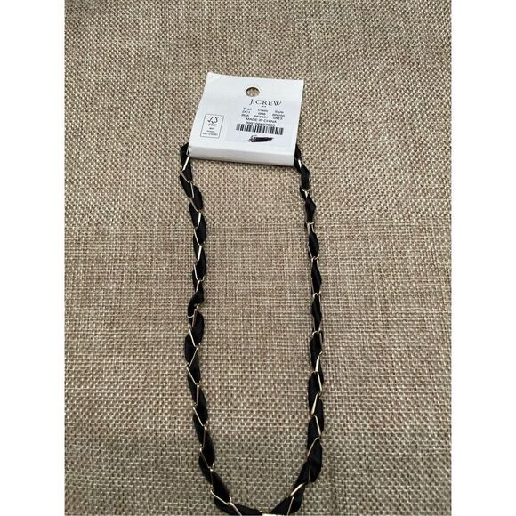 J. Crew Black and Gold Simple Elegant Minimalist Ribbon Wrapped Necklace New - Picture 3 of 5